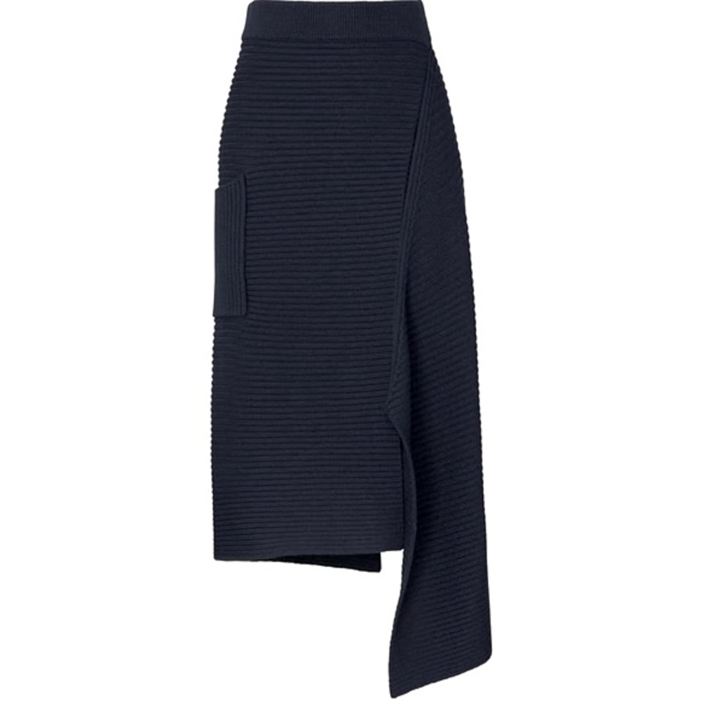 Tibi Black Ribbed Knit Origami Slit Skirt. Asymmetrical Hem. Size 4. Worn once!